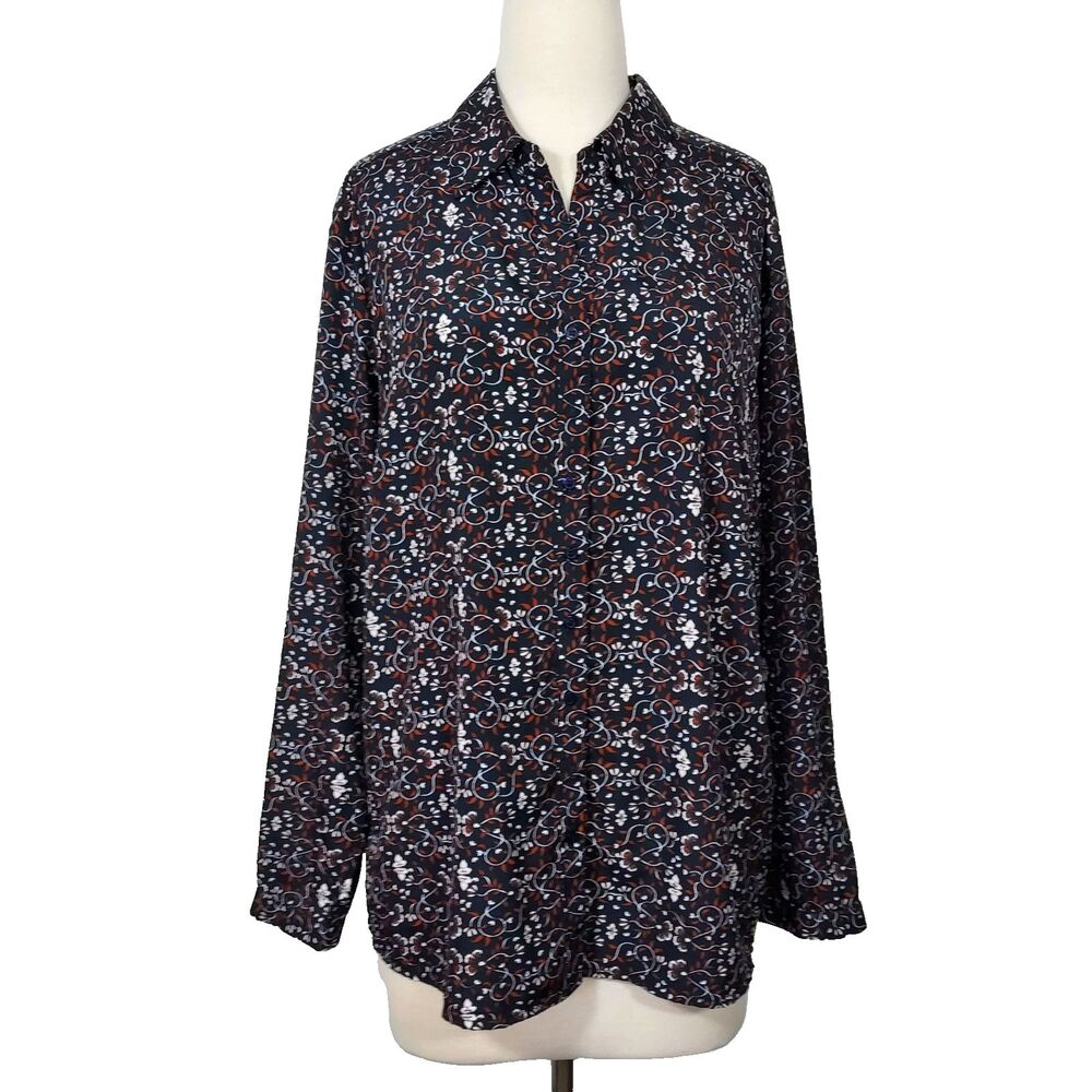 Architect Button Up Shirt Top Womens Size 3X Long Sleeves Floral Lightweight